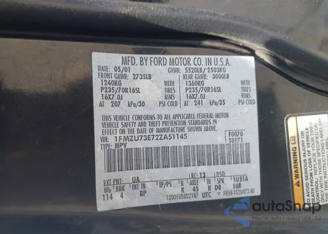 2002 Ford Explorer Xlt z USA, uszkodzony, nr VIN 1FMZU73E72ZA51145